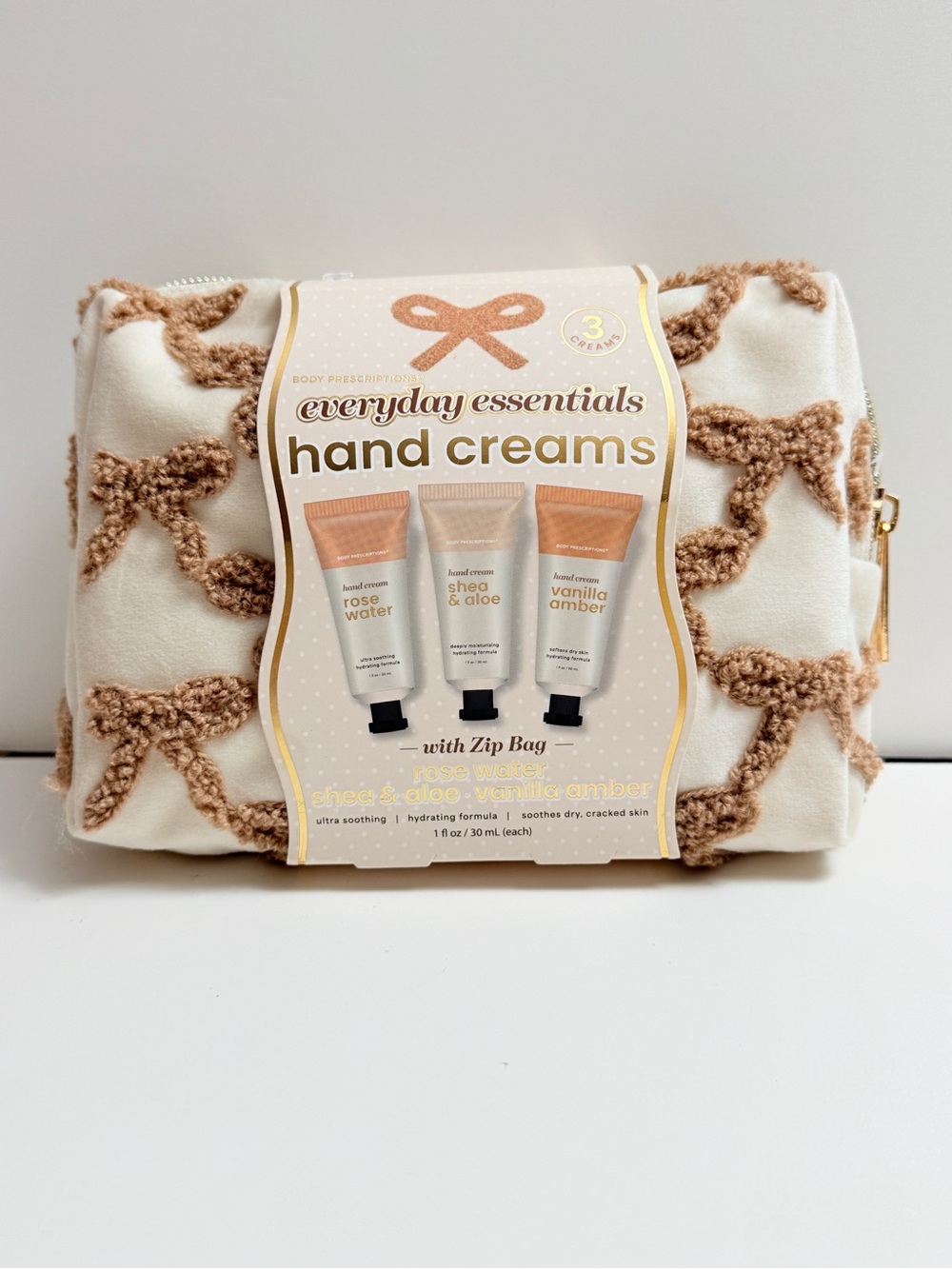 Everyday Essentials Hand Cream Trio with Cream & Beige Zip Bag - Picture 1 of 4